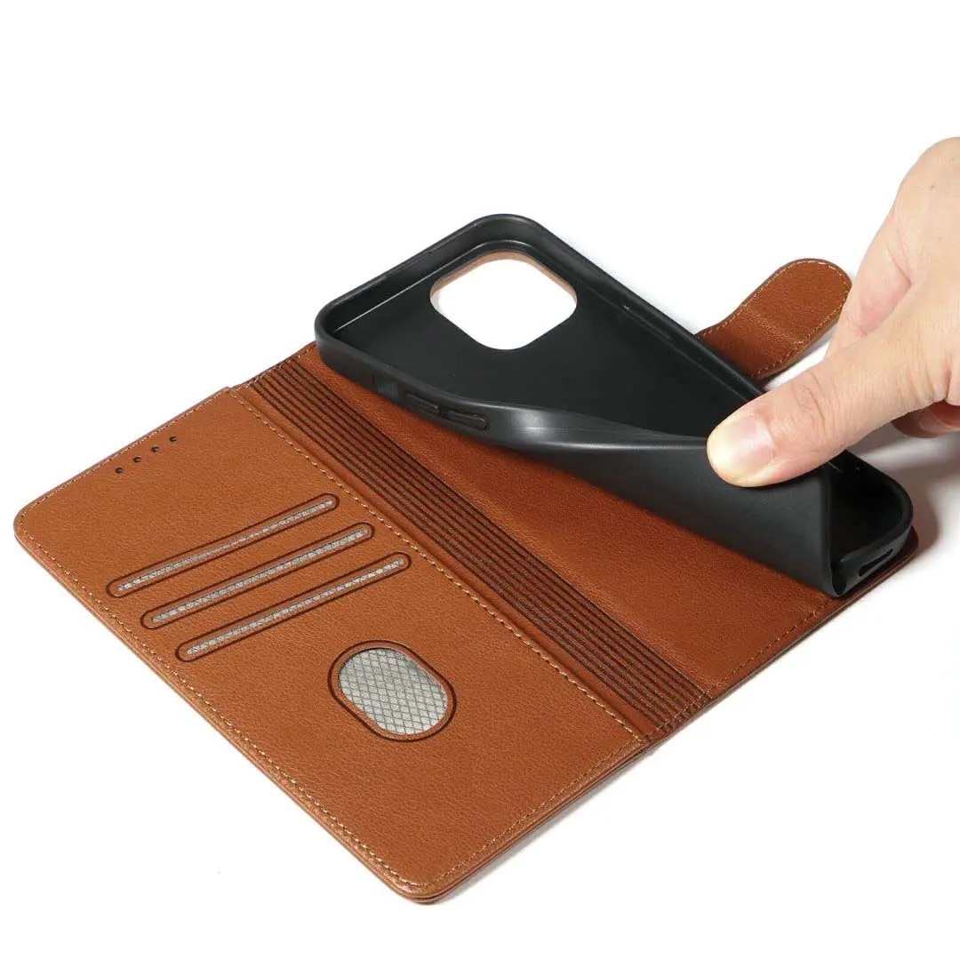 iPhone 16 Pro Max PU Leather Wallet Case Brown